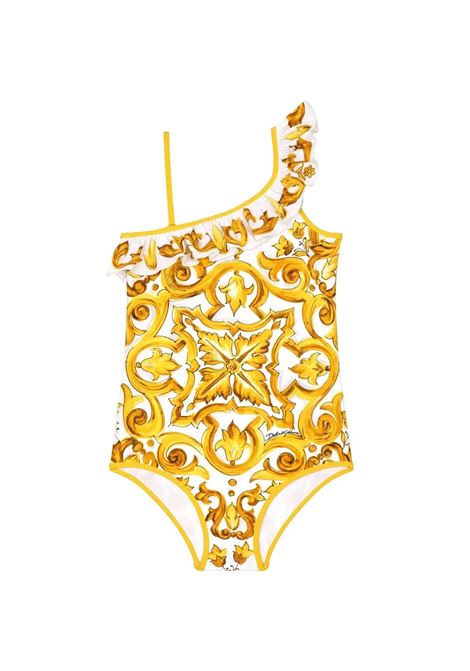 DOLCE & GABBANA KIDS Costume Intero Con Stampa Maiolica Gialla - DOLCE & GABBANA KIDS Negozio