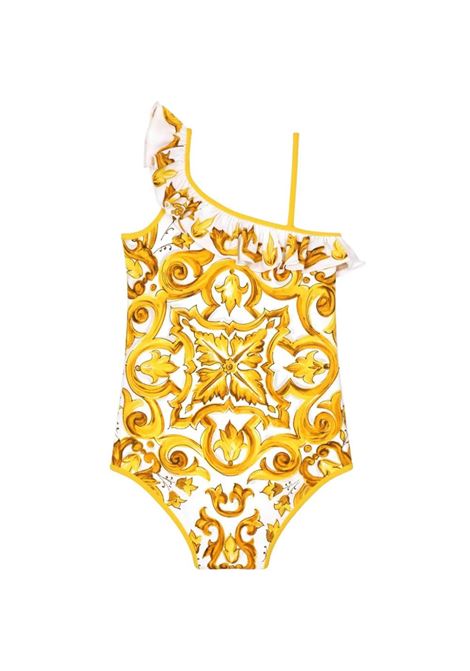 DOLCE & GABBANA KIDS Costume Intero Con Stampa Maiolica Gialla - DOLCE & GABBANA KIDS Negozio