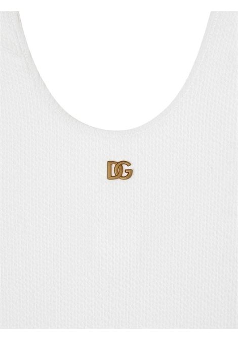 DOLCE & GABBANA KIDS Costume Intero Bianco Con Logo DG In Metallo - DOLCE & GABBANA KIDS In Saldo