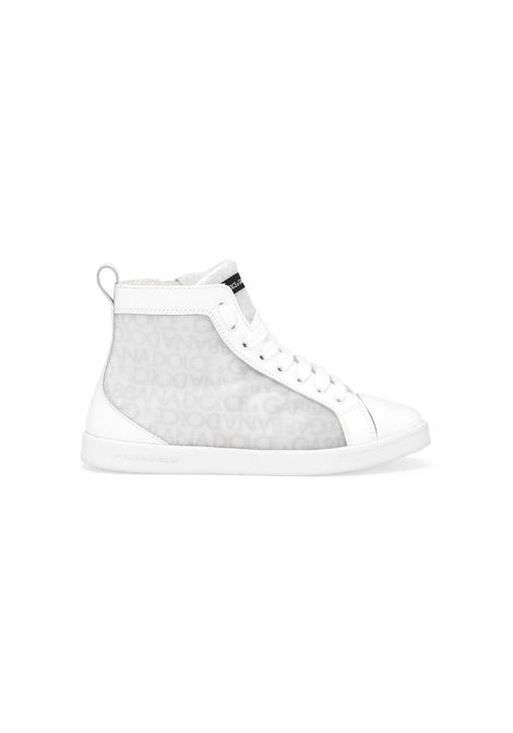 DOLCE & GABBANA KIDS Sneakers Alte Bianche Con Motivo Logo - DOLCE & GABBANA KIDS Nuova