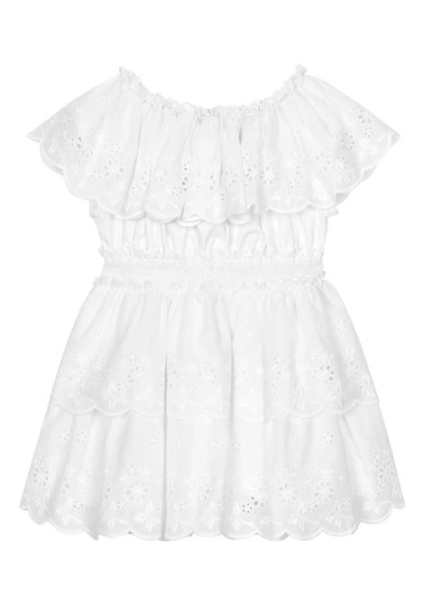 DOLCE & GABBANA KIDS Abito Bianco In Pizzo Sangallo Con Balze - DOLCE & GABBANA KIDS Moda
