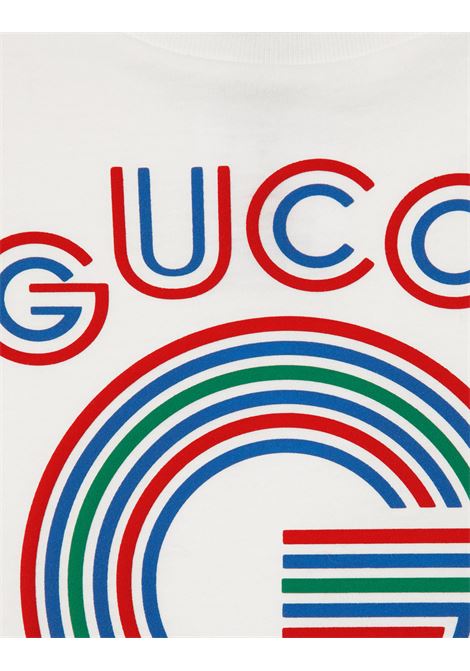 GUCCI KIDS T-Shirt Bianca Con Stampa Gucci G - GUCCI KIDS Offerta speciale