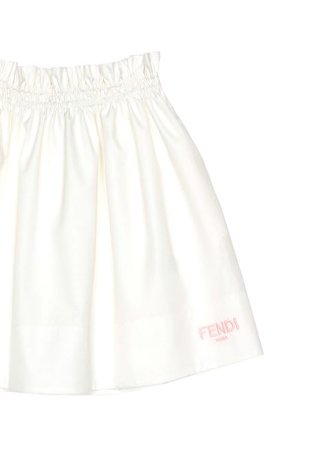 FENDI KIDS Gonna Svasata Bianca Con Logo Rosa - FENDI KIDS Comprare a buon mercato