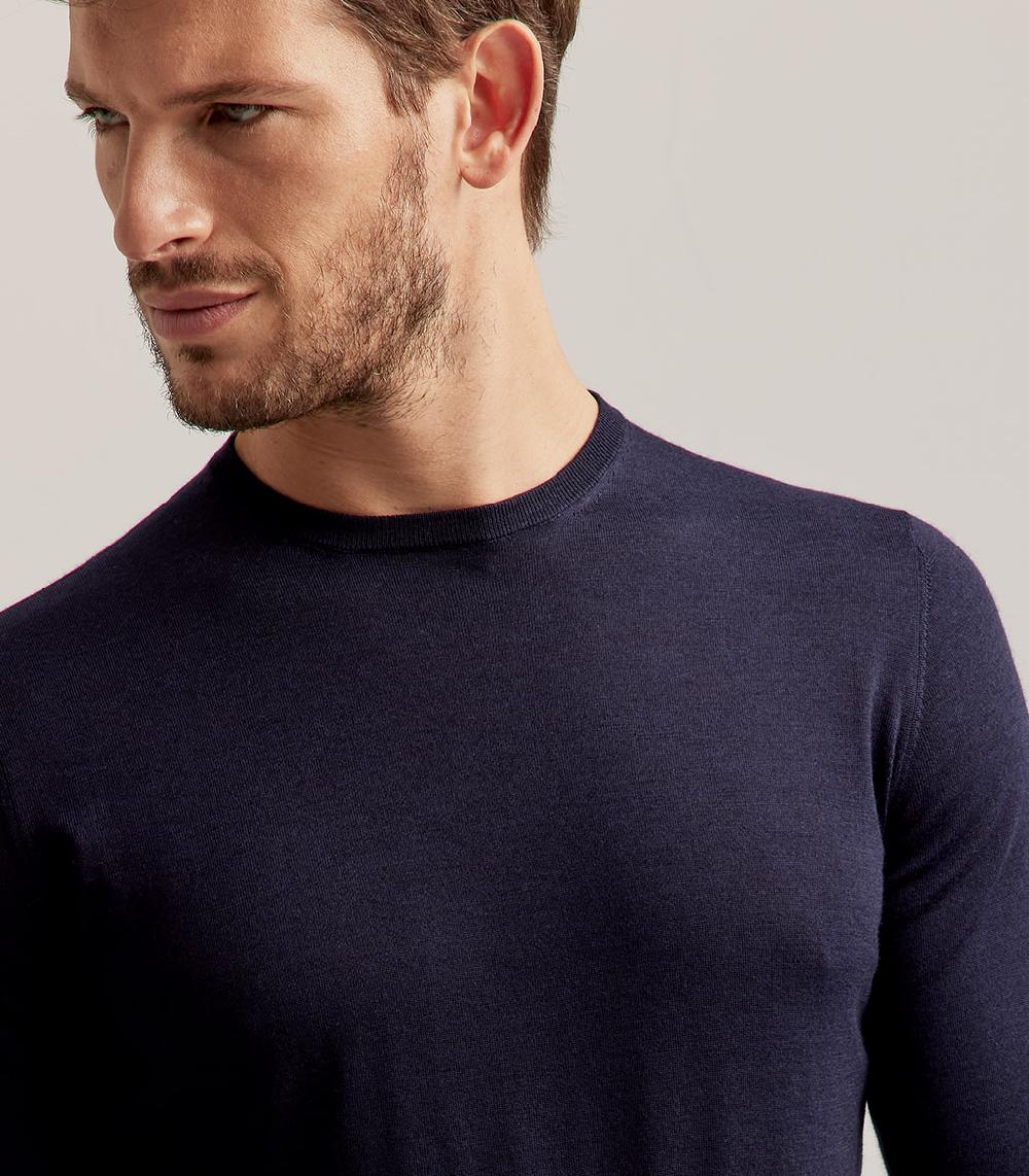 S.Moritz GIROCOLLO LANA SETA CASHMERE - BLU NAVY Fino al 65% di sconto