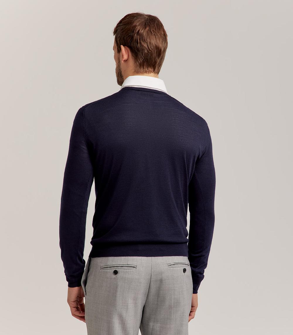 S.Moritz COLLO V LANA SETA CASHMERE - BLU NAVY Solo un giorno rimasto