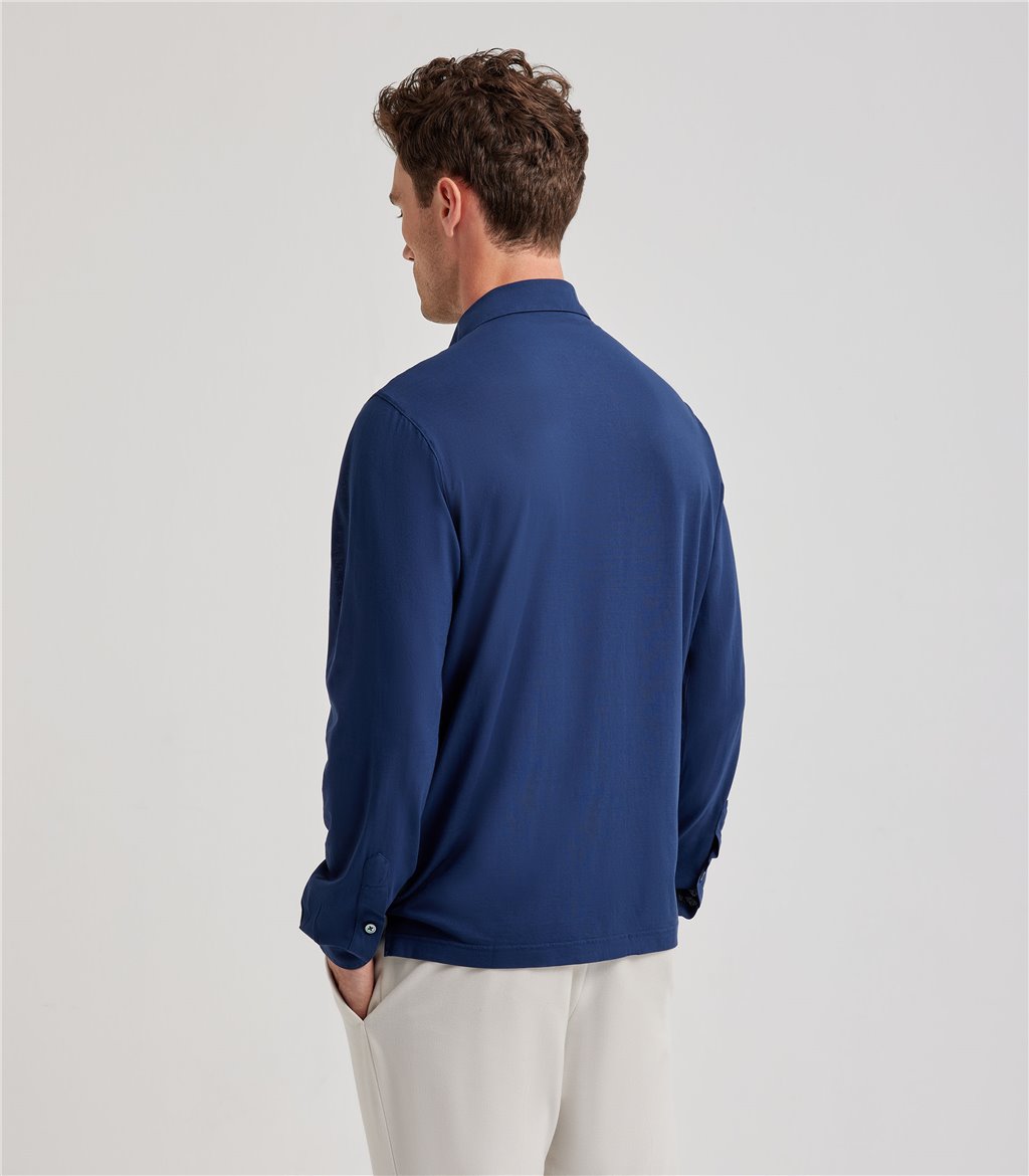 S.Moritz Camicia blu da uomo in cotone crepe | S.Moritz Sito Ufficiale Consegna Veloce