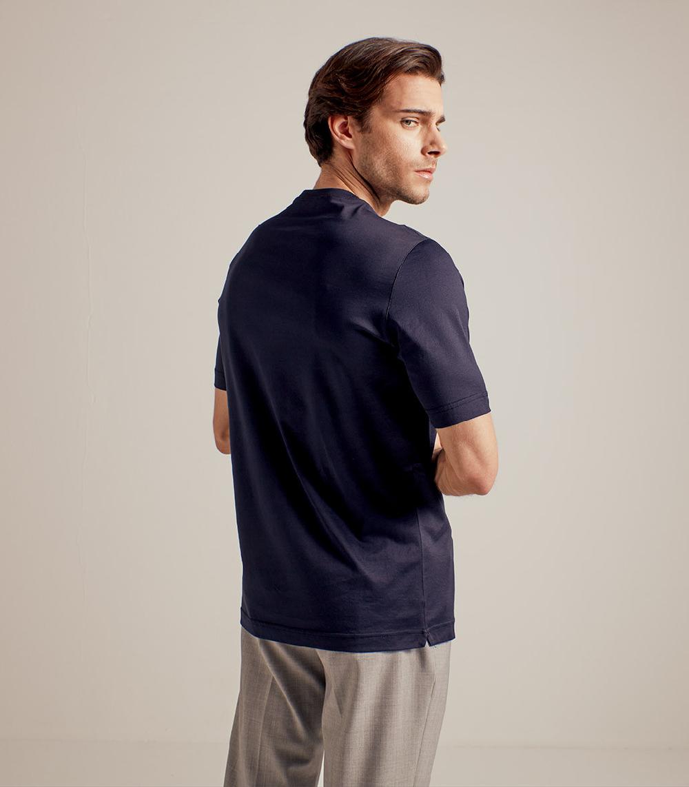 S.Moritz T-SHIRT IN COTONE SUPERFINE - BLU NAVY In Linea