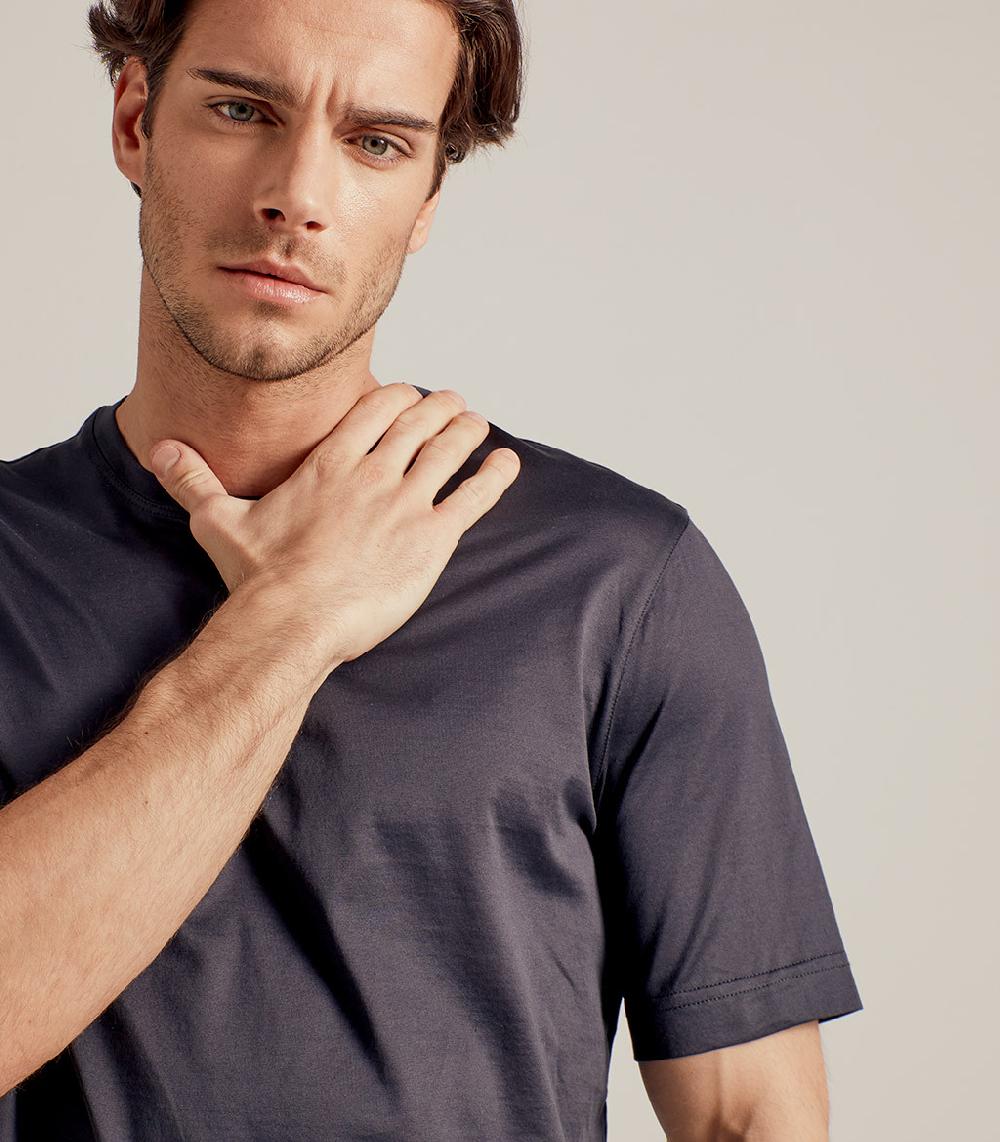 S.Moritz T-SHIRT IN COTONE SUPERFINE - GRIGIO ANTRACITE Nuovo