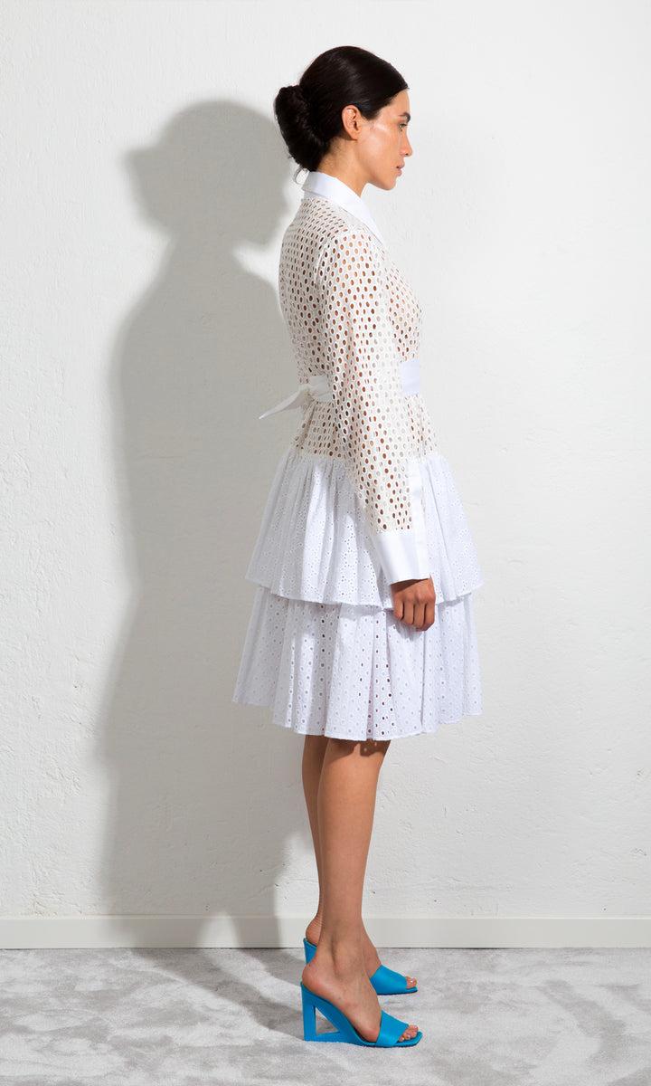 Sara Battaglia Ruffle Midi Dress ACQUISTA ORA