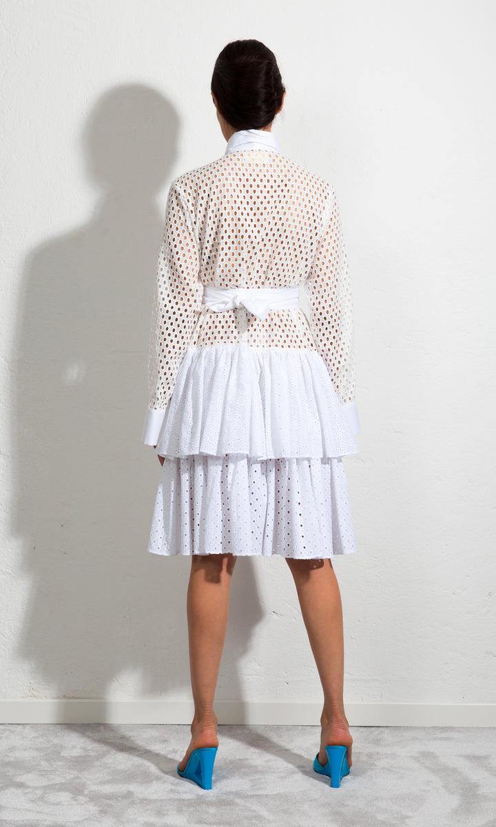 Sara Battaglia Ruffle Midi Dress ACQUISTA ORA