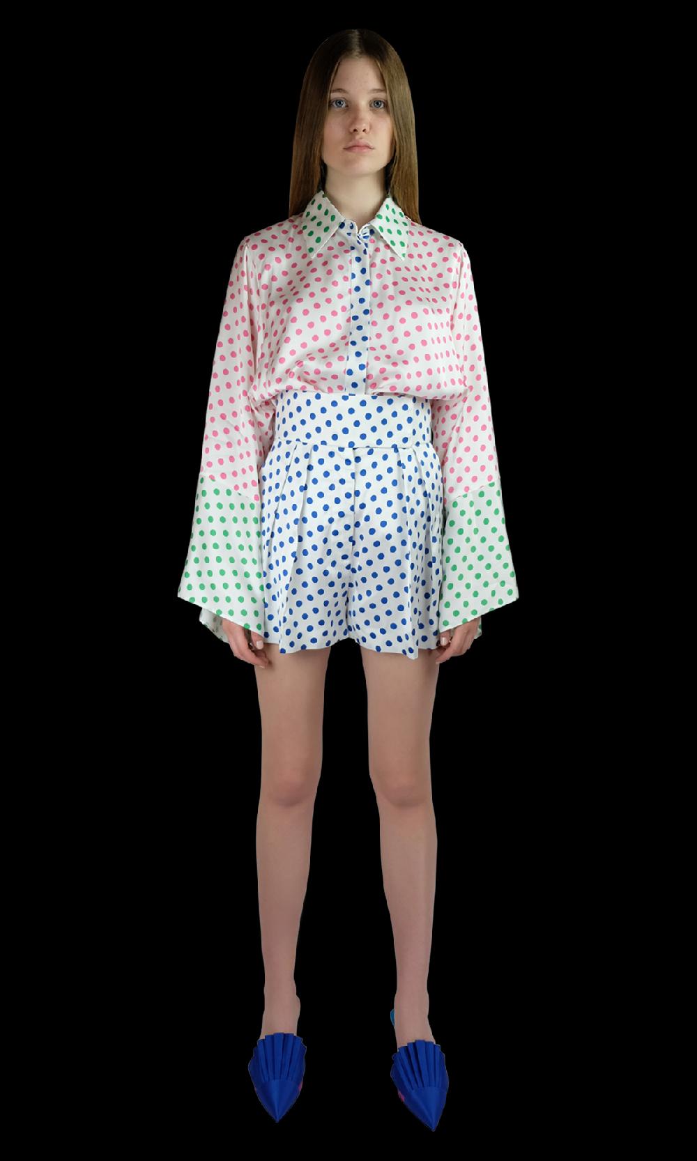 Sara Battaglia Blue Pois Shorts Italy