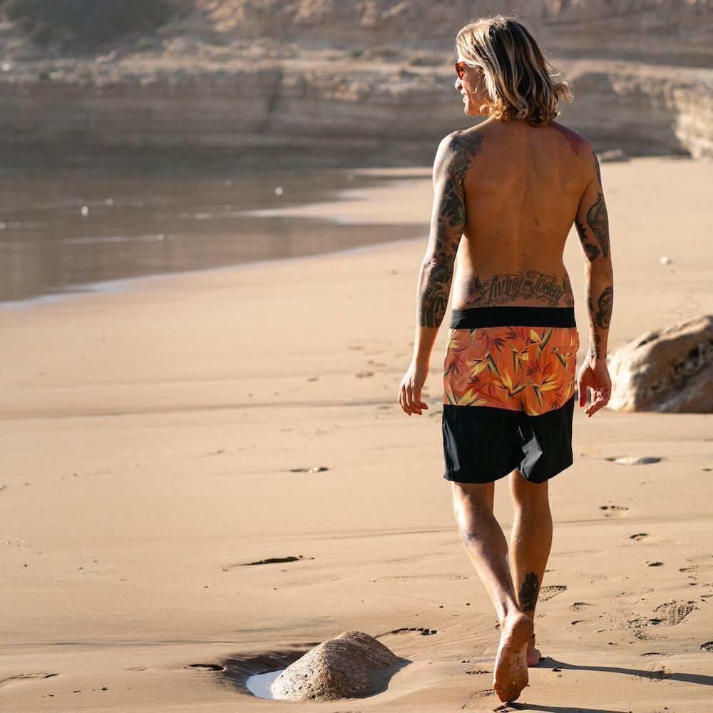 Seay / Boardshort Nero Arancione Bird of Paradise Pezzi Unici
