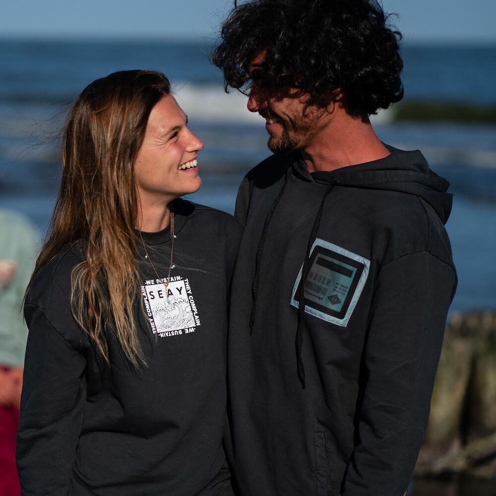 Seay / Felpa con Cappuccio Nera Siargao Sconto
