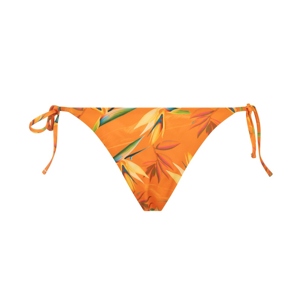 Seay / Slip Bikini Reversibile con Laccetti Nero Arancione Bird of Paradise Vendita Calda