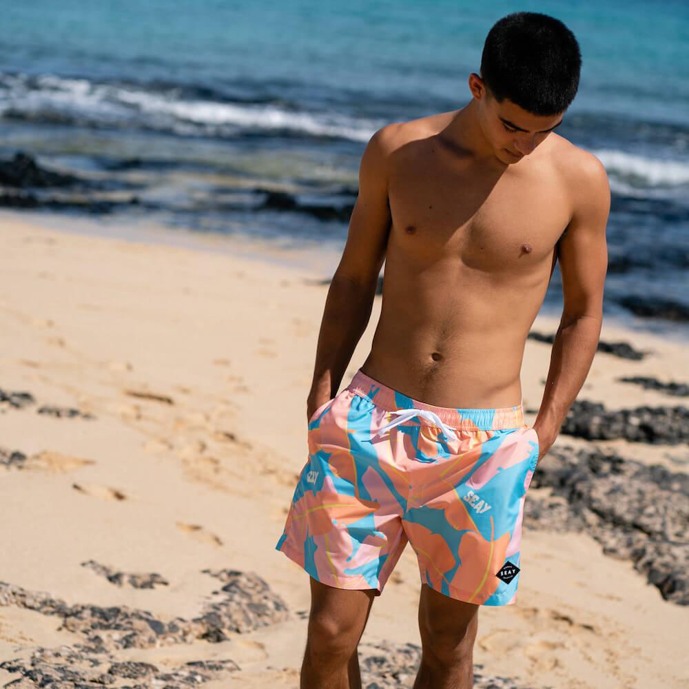 Seay / Swim Boxer Medio Rosa Blu Foglie Banano Acquista Ora