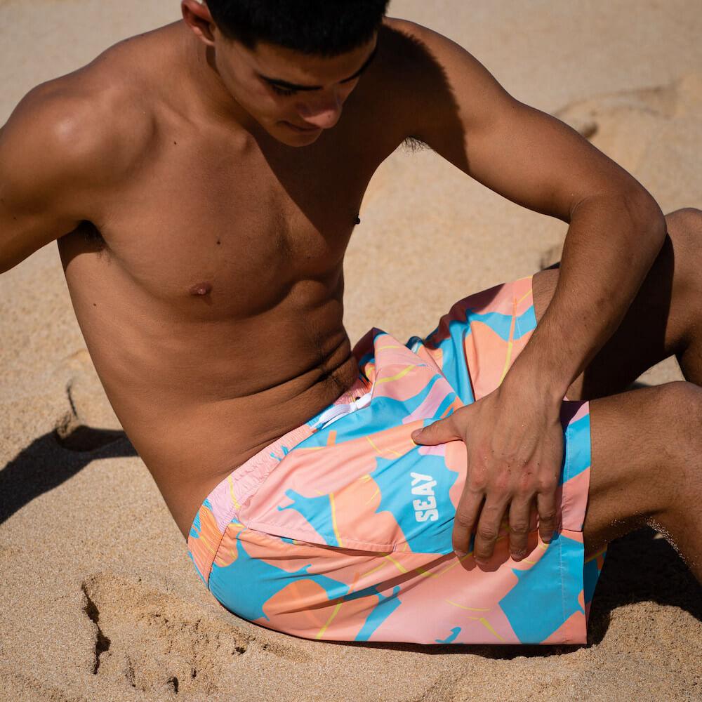 Seay / Swim Boxer Medio Rosa Blu Foglie Banano Acquista Ora
