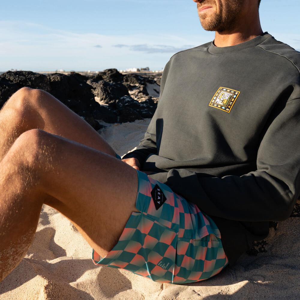Seay / Swim Boxer Medio Quadri Verde Rosa Akau Promozione Limitata