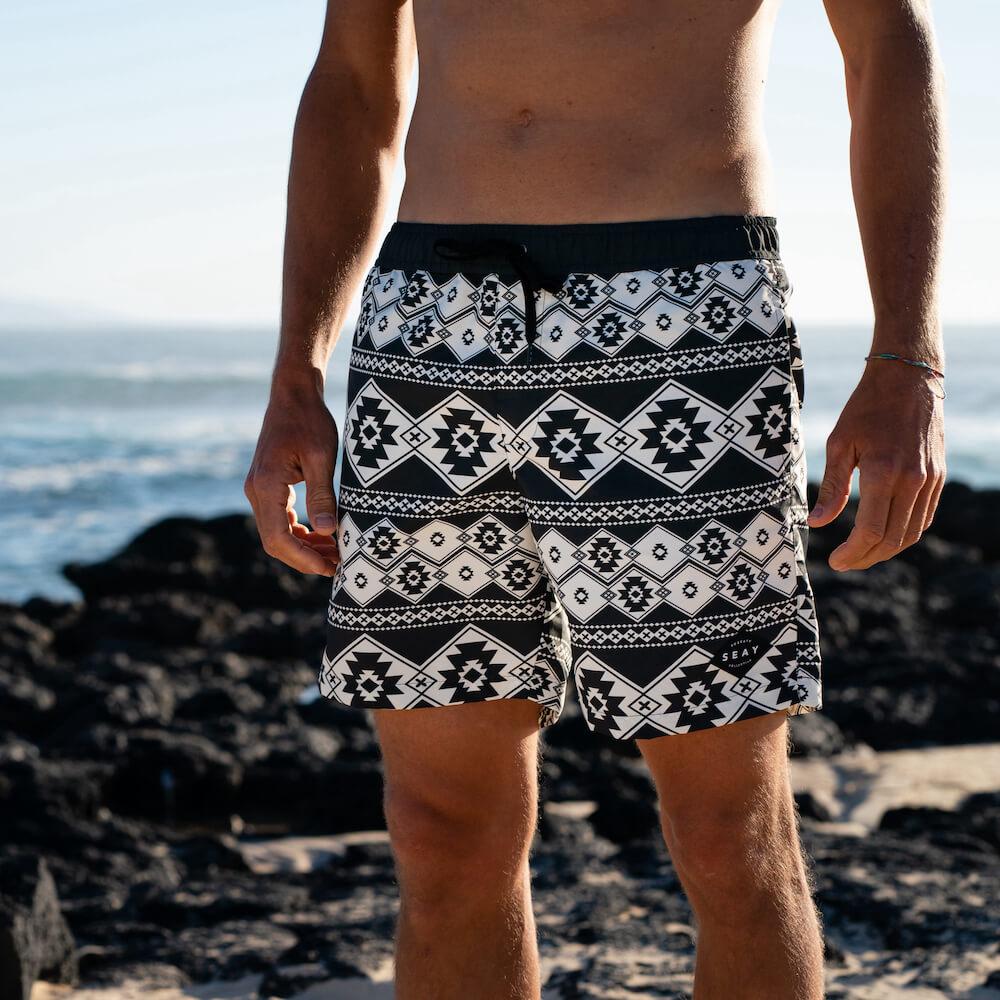 Seay / Swim Boxer Medio Bianco Nero Stampa Nativa Shopping Online