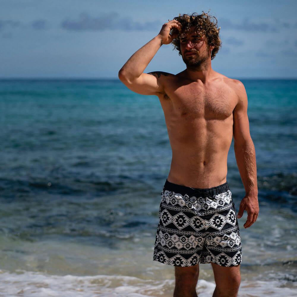 Seay / Swim Boxer Medio Bianco Nero Stampa Nativa Shopping Online