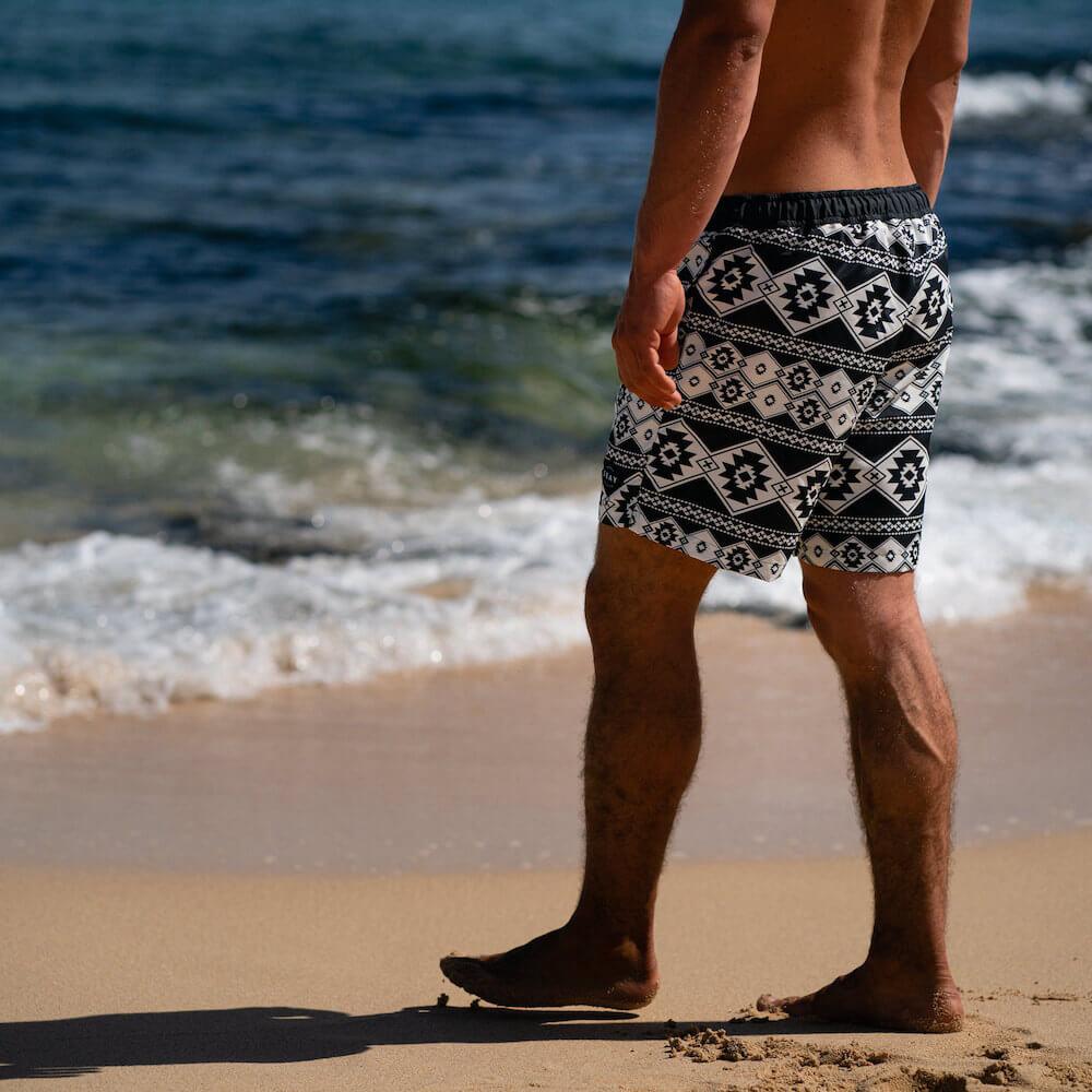 Seay / Swim Boxer Medio Bianco Nero Stampa Nativa Shopping Online