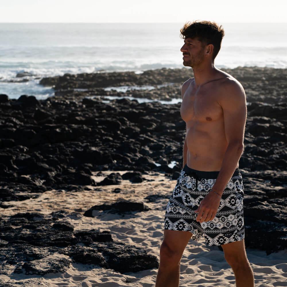 Seay / Swim Boxer Medio Bianco Nero Stampa Nativa Shopping Online