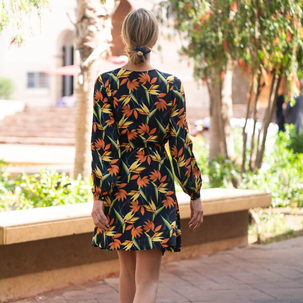 Seay / Abito Corto Nero Bird of Paradise Sottocosto