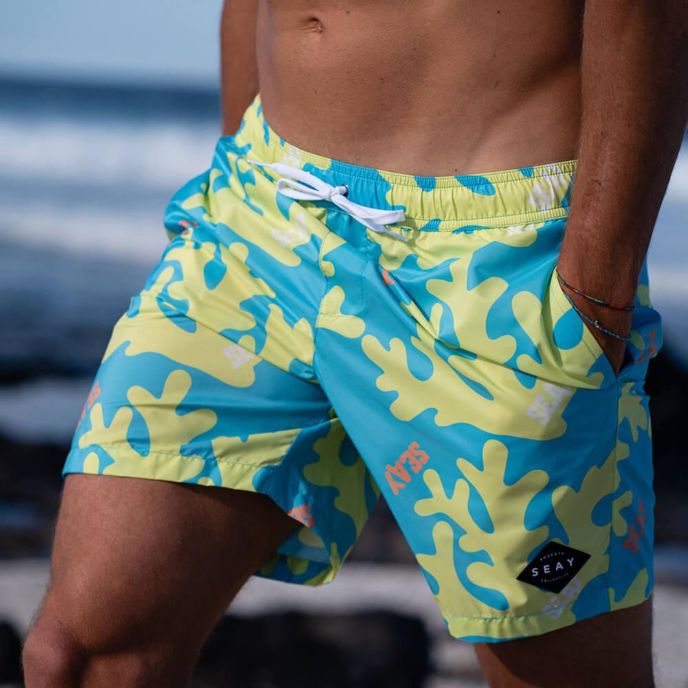 Seay / Swim Boxer Medio Giallo Blu Corallo Sconto