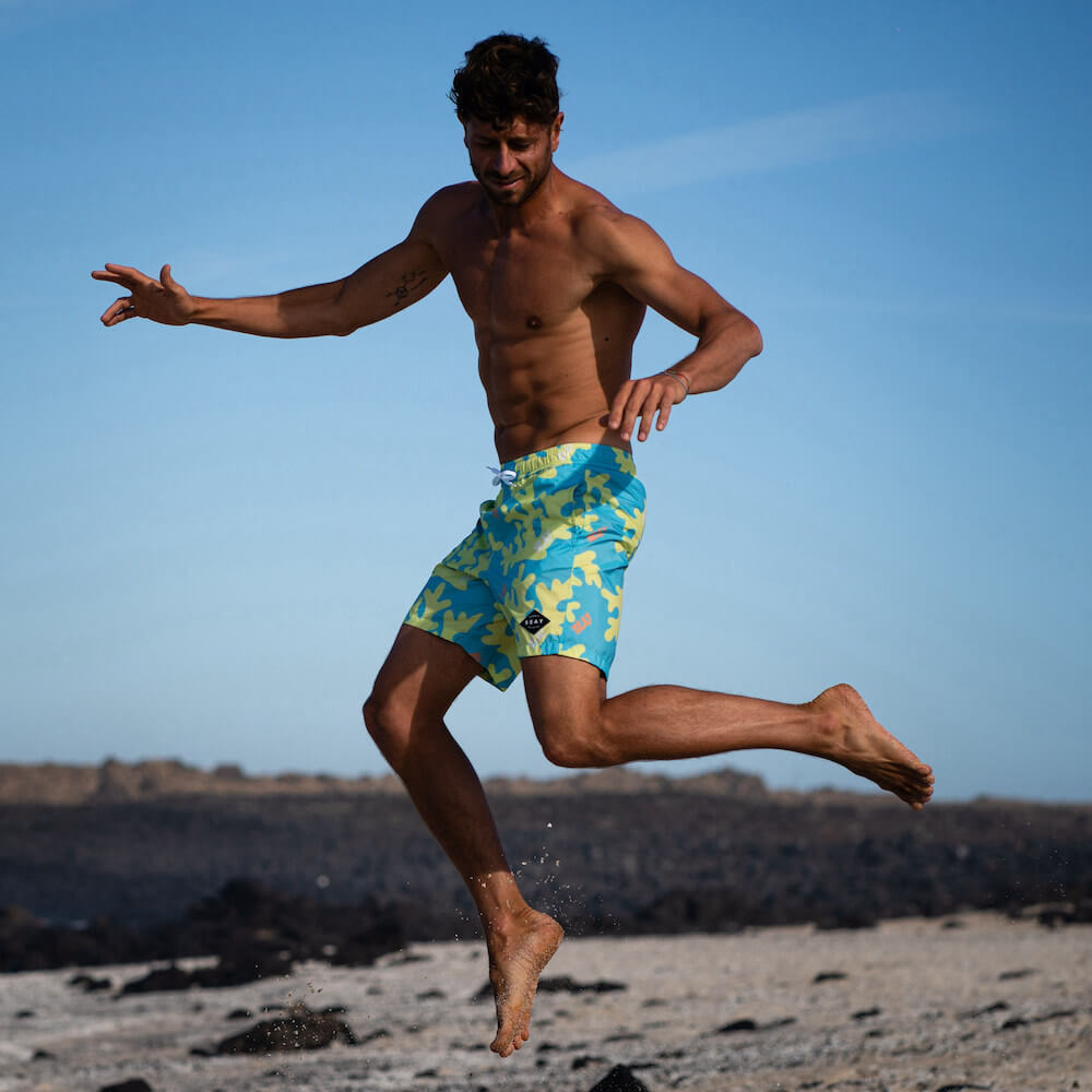 Seay / Swim Boxer Medio Giallo Blu Corallo Sconto