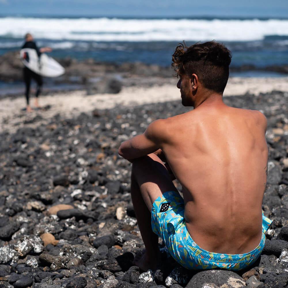 Seay / Swim Boxer Medio Azzurro Stampa 80s Online