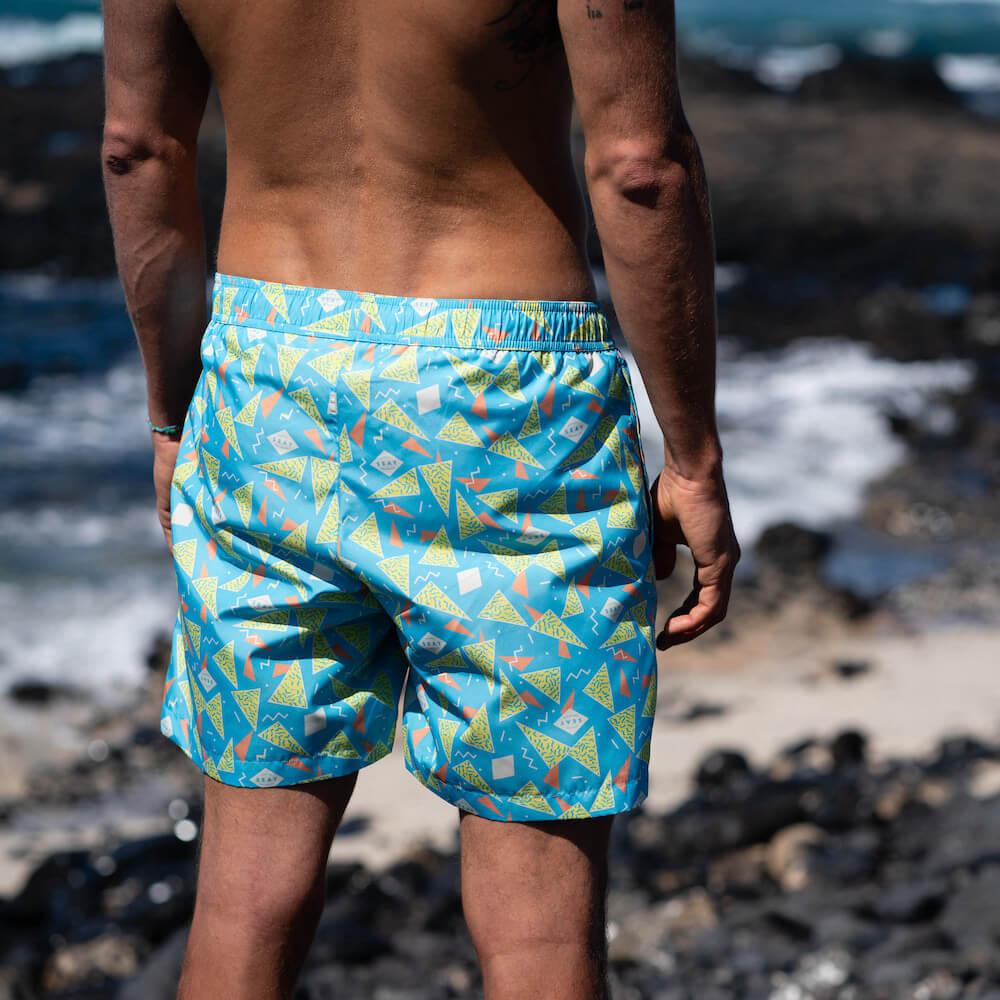 Seay / Swim Boxer Medio Azzurro Stampa 80s Online