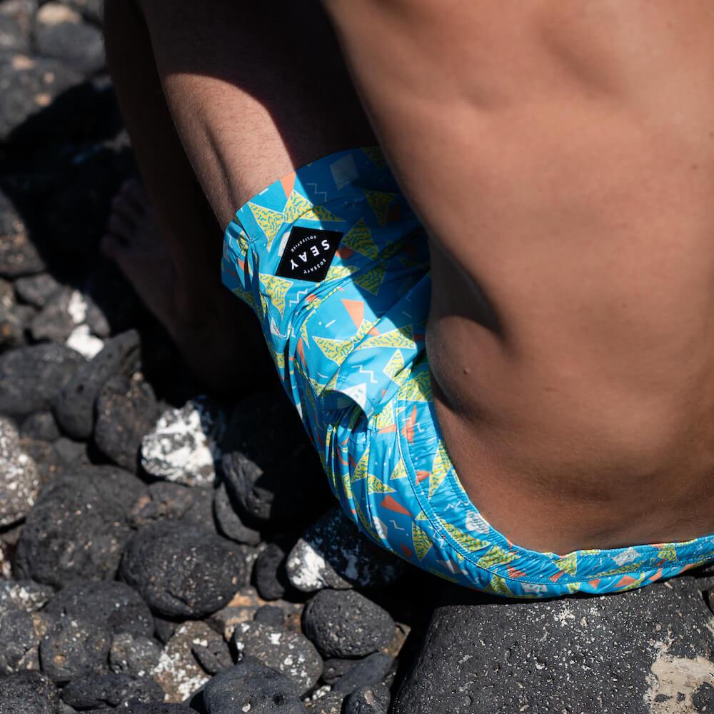 Seay / Swim Boxer Medio Azzurro Stampa 80s Online