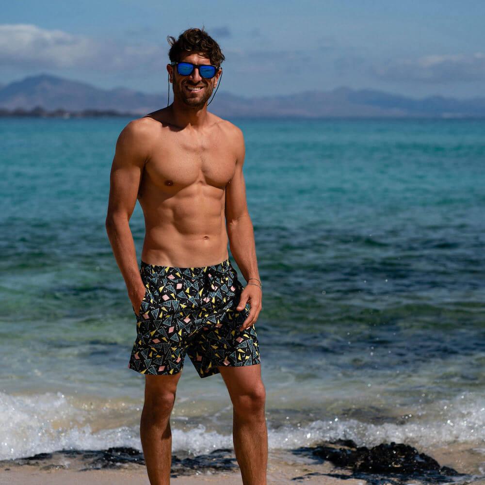 Seay / Swim Boxer Medio Nero Stampa 80s Outlet