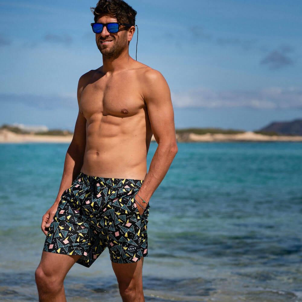 Seay / Swim Boxer Medio Nero Stampa 80s Outlet