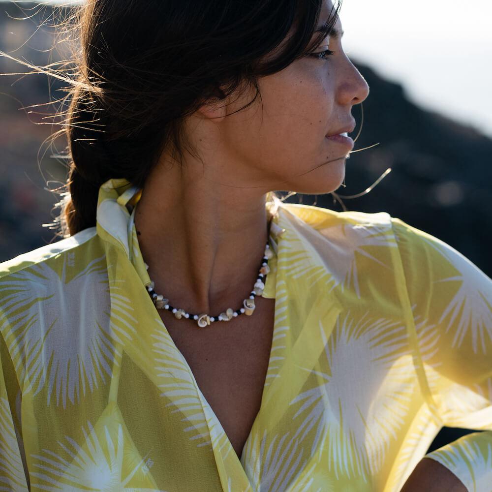 Seay / Maxi Camicia Gialla Soffioni Qualità