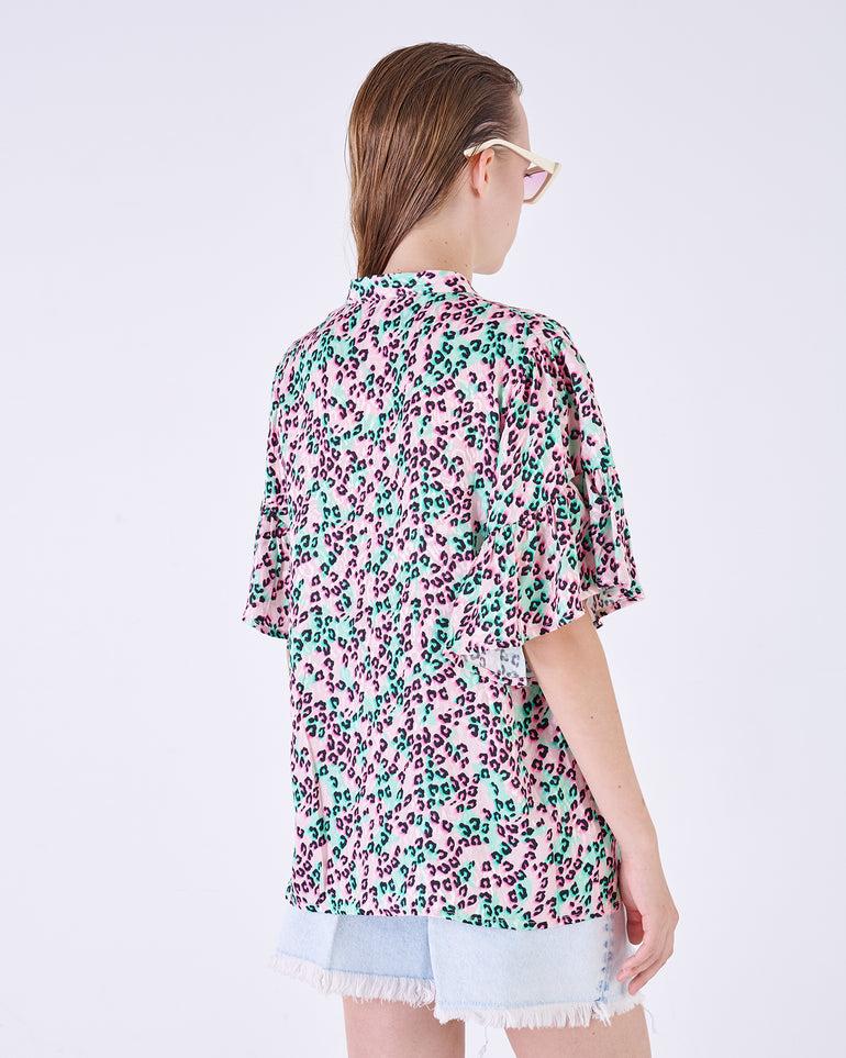 Silvian Heach Blusa leopardata con maniche ad aletta Saldi