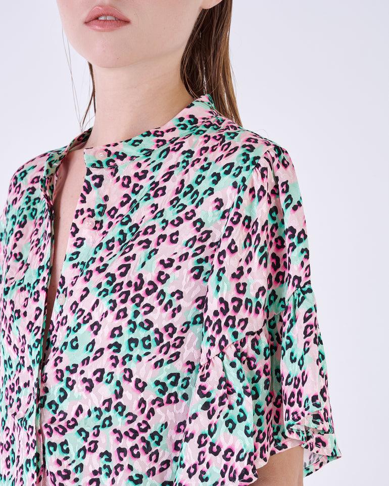 Silvian Heach Blusa leopardata con maniche ad aletta Saldi