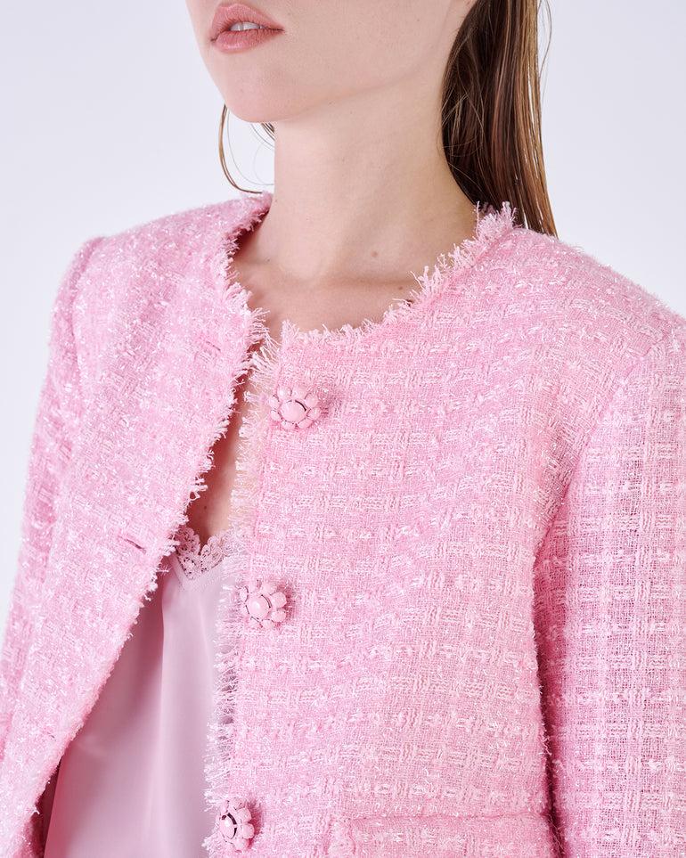 Silvian Heach Blazer corto in bouclé con frange In Saldo