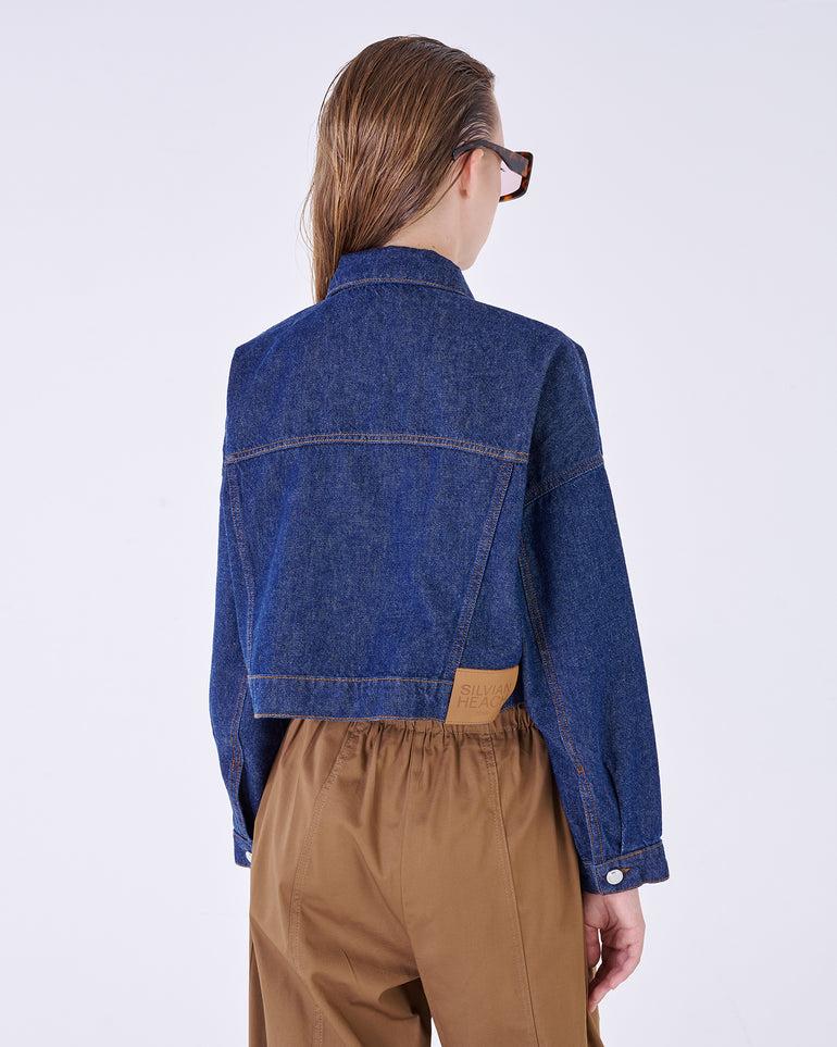 Silvian Heach Giacca cropped in denim Sconto
