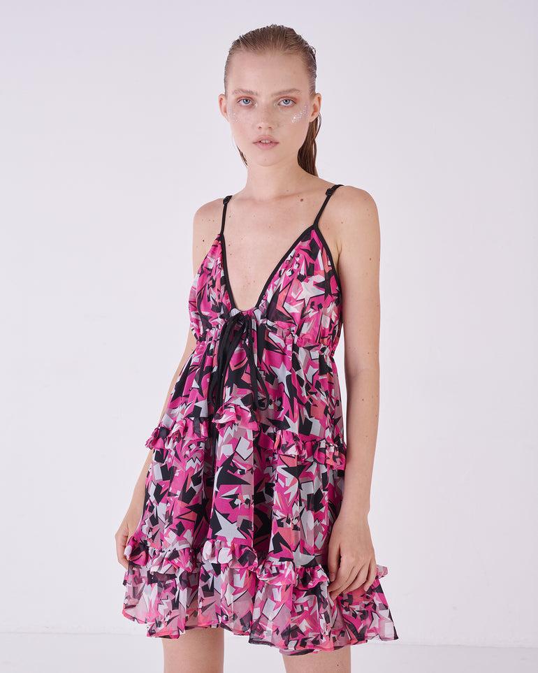 Silvian Heach Abito con balze a fantasia Moda