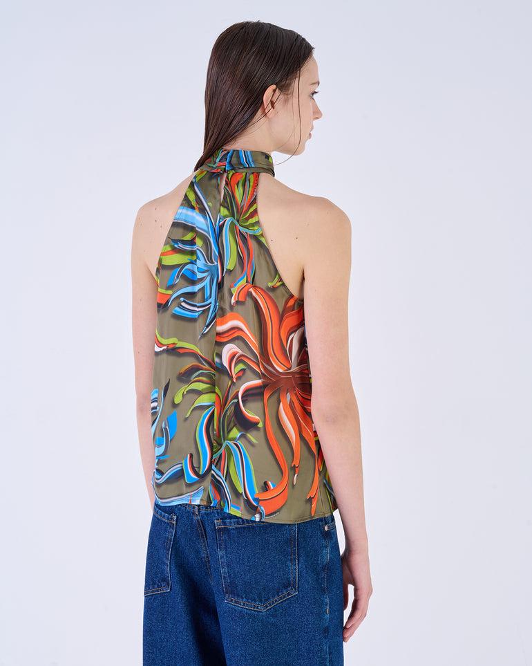 Silvian Heach Top stampato con scollo all'americana Offerte
