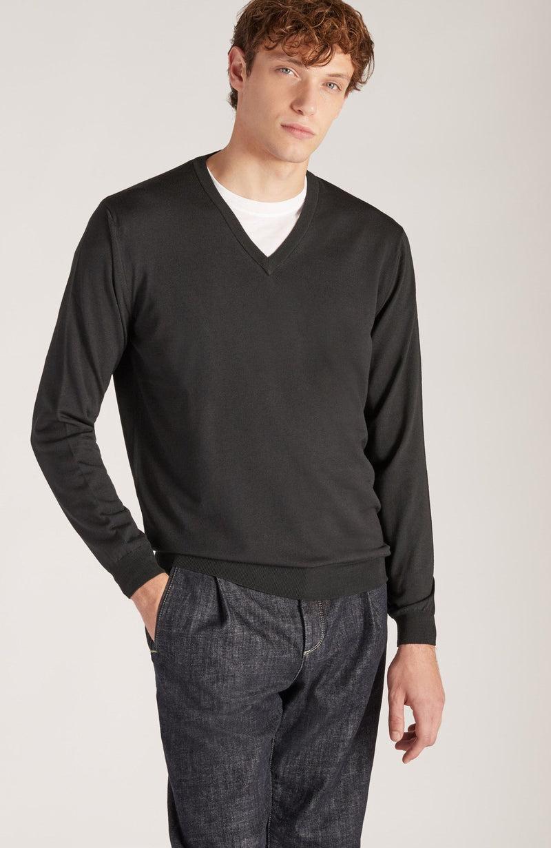 Slowear Maglia scollo a V slim fit in Flexwool certificato Vendita