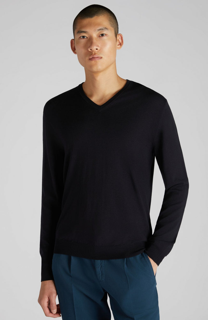 Slowear Maglia scollo a V slim fit in Flexwool certificato Spedizione Gratuita