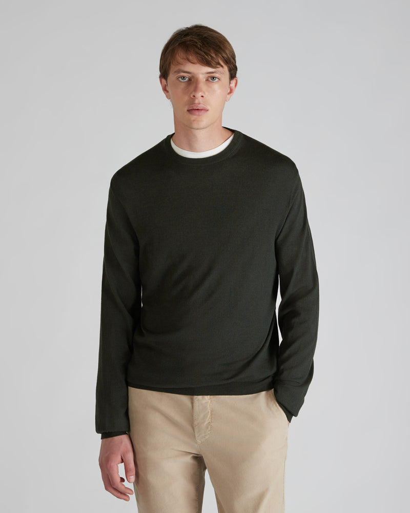 Slowear Girocollo slim fit in Flexwool certificato Negozi Online