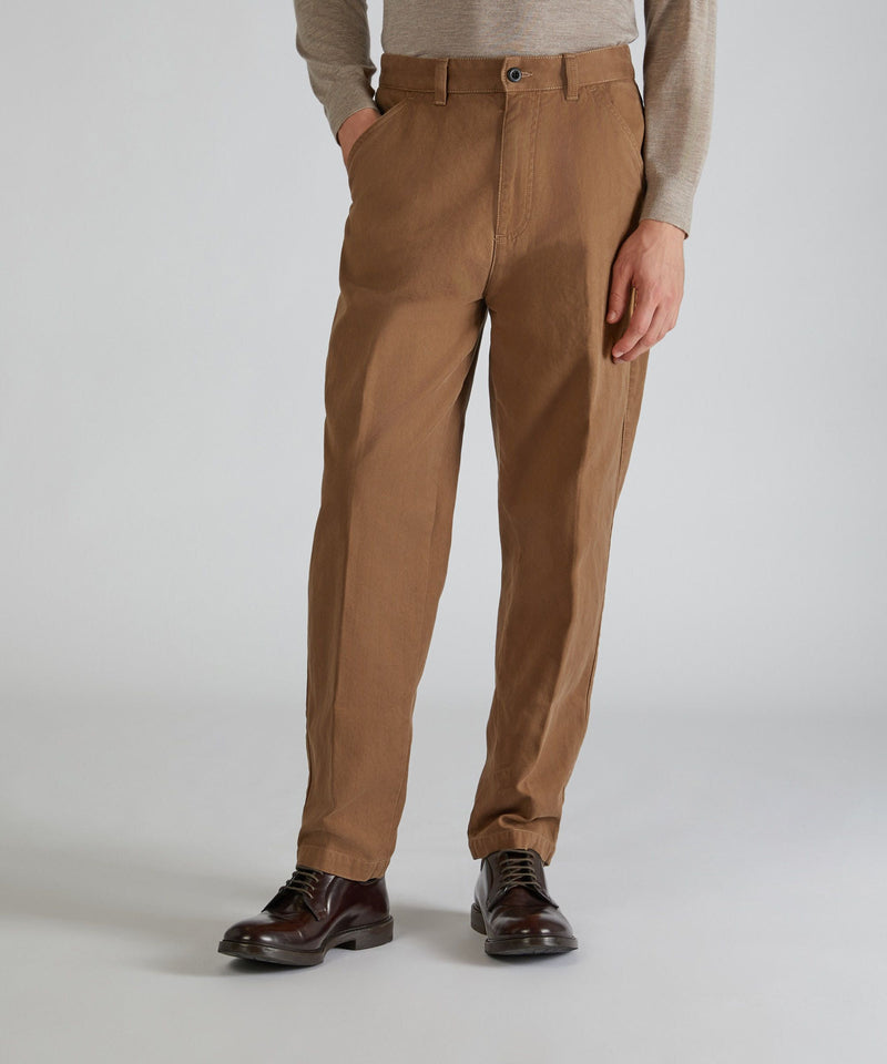 Slowear Pantalone carrot fit in chevron di cotone Shopping Online