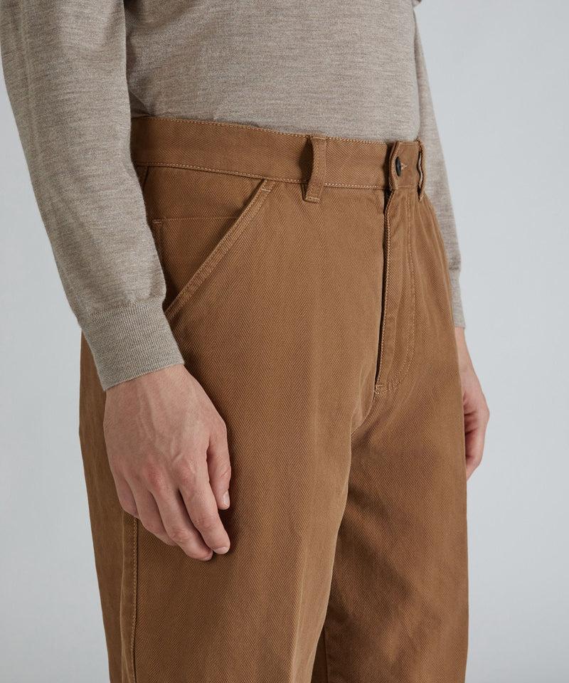 Slowear Pantalone carrot fit in chevron di cotone Shopping Online