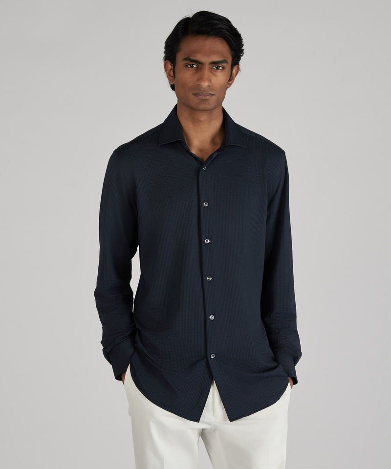 Slowear Camicia slim fit wash & wear in jersey tecnico Offerta