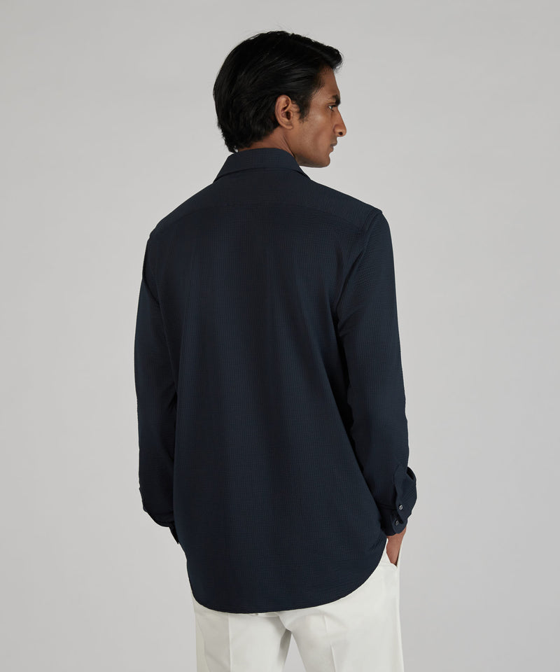 Slowear Camicia slim fit wash & wear in jersey tecnico Offerta