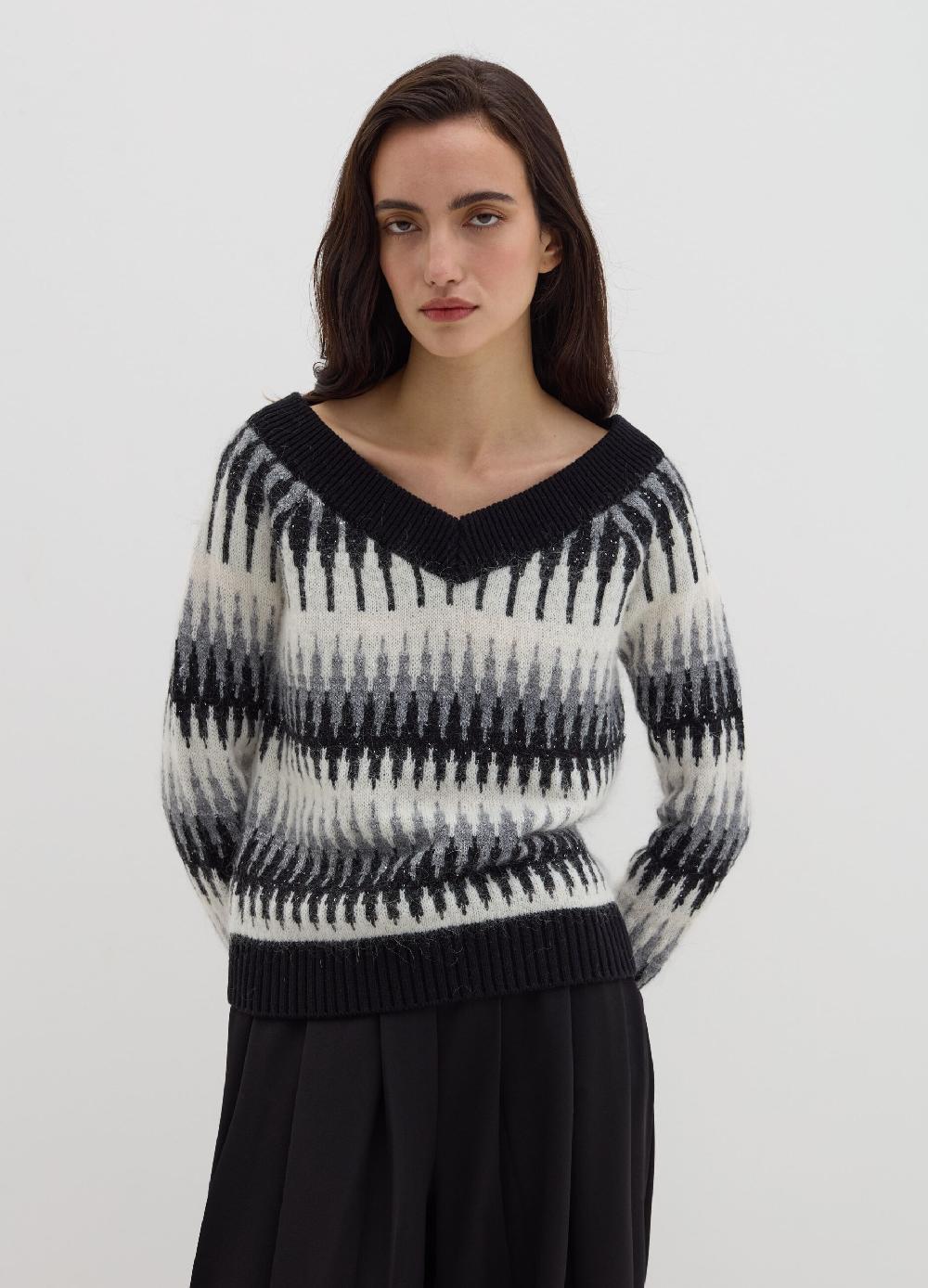 Stefanel Maglia jacquard con micro paillettes Sconto