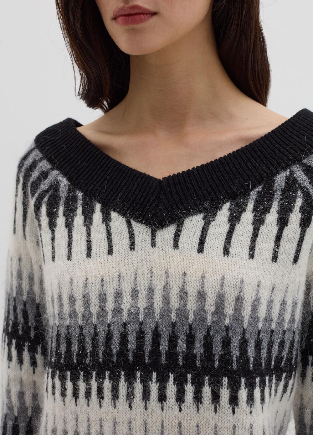 Stefanel Maglia jacquard con micro paillettes Sconto