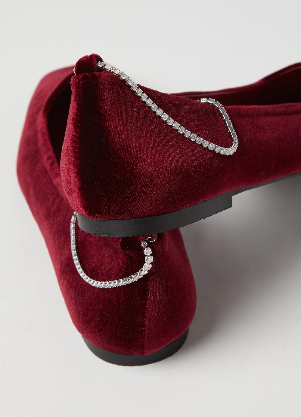 Stefanel Ballerina in velluto con cinturino in strass Saldi
